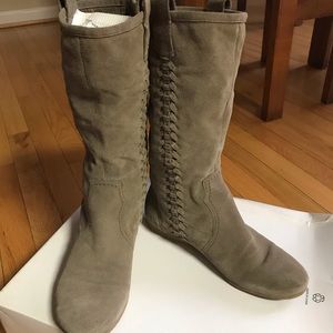 Nine West Gray Suede Slouch Flat Boots
